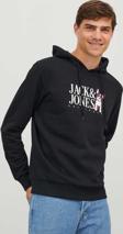 Jack&Jones Erkek Beware Baskılı Kapüşonlu Sweatshirt 12244219 Siyah