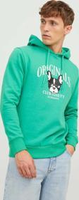 Jack&Jones Erkek Beware Baskılı Kapüşonlu Sweatshirt 12244219 Yeşil
