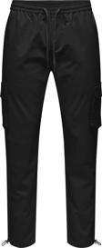 Only & Sons Erkek Onscommon Slim Fit Beli Lastikli ve Bağlamalı Pamuklu Kargo Pantolon 22029750 Siyah