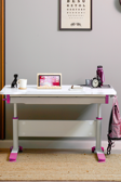 Creo Mobili Yükseklik ve Eğim Ayarlı, Çekmeceli, Sirius Basic Çalışma Masası 120x75 cm, Beyaz/Fuşya
