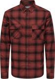 Only & Sons Erkek Onsmatt Uzun Kollu Regular Fit %100 Pamuk Gömlek 22030127 Kırmızı