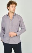 De Leone Erkek Slim Fit Ekoseli Uzun Kollu %100 Pamuk Gömlek 2062 Kahverengi