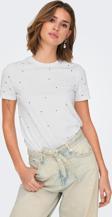 Only Kadın Onlglobe Taş Detaylı Sıfır Yaka %100 Pamuk T-Shirt 15342984 Beyaz