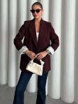 Laluvia Mürdüm Kolu Katlamalı Blazer Ceket-9134