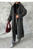 Laluvia Antrasit Winter Kuşaklı Arkadan Yırtmaşlı Kaban-54492