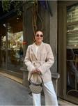 Laluvia Bej Buklet Kemerli Kaşe Blazer Ceket - 7368