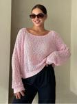 Laluvia Pembe Spider Triko Rahat Kesim Kazak-4412