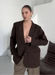 Laluvia Kahverengi Premium Dad Fit Blazer Ceket