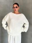 Laluvia Kemik Kayık Yaka Fitilli Oversize Kazak