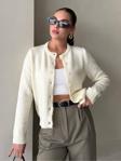 Laluvia Krem Shake Düğmeli Basic Hırka-4488