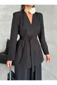 Laluvia Siyah Elegant Kuşaklı Ceket