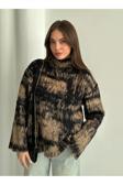 Laluvia Camel - Siyah Dik Yaka Kırçıllı Kazak - 4677