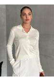 Laluvia Ekru Polo Yaka Mini Topçuklu Hırka -4560