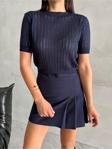 Laluvia Lacivert Stella Kısa Kol Triko Bluz