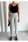 Laluvia Gri Baggy Kumaş Pantolon-3529