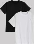 Kozik Erkek Siyah-Beyaz Bisiklet Yaka Standart %100 Pamuk Erkek Spor T-Shirt 2'Li Paket