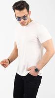 Kozik Erkek Beyaz Düz Bisiklet Yaka Standart-Fit %100 Pamuk Basic Spor T-Shirt