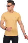 Kozik Erkek Hardal Tişört Standart Bisiklet Yaka Düz %100 Pamuk Erkek Spor T-Shirt