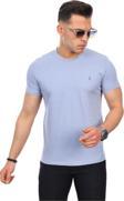 Kozik Erkek Bisiklet Yaka Standart %100 Pamuk Erkek Basic Spor T-Shirt - Bebe Mavisi