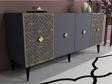 DemonteHome Ali̇zadh Konsol 4 Kapakli Lazer Kesi̇mli̇ Antrasi̇t (Cevi̇z Desen)