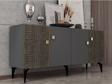 DemonteHome Mi̇di̇adh Konsol 4 Kapakli , Lazer Kesi̇mli̇ Antrasi̇t (Cevi̇z Desen)