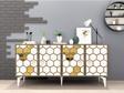DemonteHome Petekdh Konsol 4 Kapakli Beyaz-Altin (Cevi̇z Desen)