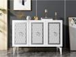 DemonteHome Kattyadh 3 Kapakli Lazer Desenli̇ Konsol Beyaz-Gümüş
