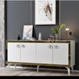 DemonteHome Ponydh Lazer Pleksi Desenli Konsol Beyaz Altın