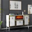 DemonteHome Li̇ndadh Şömi̇neli̇ Pleksi̇ Desenli̇ Konsol Beyaz-Altin