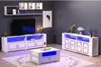 DemonteHome Calvindh Led Aydınlatmalı Spot Işıklı Tv Ünitesi Orta Sehpa Ve Konsol Takımı Beyaz Altın