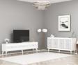 DemonteHome Mi̇dasdh 180 Cm Tv Sehpasi (Alt Modül) Ve 4 Kapakli Konsol 2'Li̇ Salon Takimi Beyaz -Gümüş
