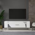 DemonteHome Retrop2Dh Tv Sehpasi Beyaz Gümüş