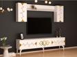 DemonteHome Ri̇ti̇mdh 180 Cm Tv Üni̇tesi̇ Takimi Beyaz Altin