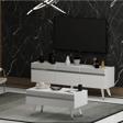 DemonteHome Defnedh Lazer Desenli̇ Orta Sehpa Beyaz Gümüş