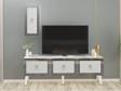 DemonteHome Baredh 150 Cm Lazer Desenli̇ Tv Üni̇tesi̇ Beyaz-Gümüş