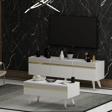 DemonteHome Defnedh Lazer Desenli̇ Orta Sehpa Beyaz Altin