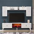 Demonte Home Nildh Şömineli Tv Ünitesi Beyaz Gümüş