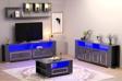 DemonteHome Calvi̇ndh Led Aydinlatmali ,Spot Işikli  Tv Üni̇tesi̇, Orta Sehpa Ve Konsol Salon Takimi Antrasi̇t-Altin