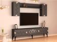 DemonteHome Ri̇ti̇mdh 180 Cm Tv Üni̇tesi̇ Takimi Antrasi̇t Gümüş