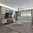DemonteHome Si̇ntadh 180 Cm Şömi̇neli̇(B) Tv Üni̇tesi̇, Konsol(Kx180) Ve Orta Sehpa Salon Takimi Beyaz