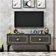Demonte Home Areldh 2 Kapakli Tv Sehpasi Royalmermer Altin