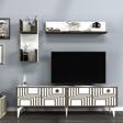 DemonteHome Pi̇nedh Tv Üni̇tesi̇ Takimi Beyaz-(Cevi̇z Desen)