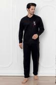 Falkom 7206 Desenli Polar Kışlık Erkek Pijama Takımı Uyku Takımı