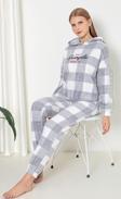 Mirano 3251 İnterlok Şardonlu Spor Kapüşonlu Kışlık Kadın Eşofman Pijama Takım
