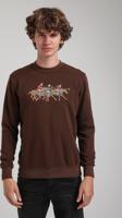 Bisiklet Yaka Kahverengi Regular Custom Sweatshirt 23FWM60144