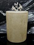 Urestone Mermer Çöp Kovası-Mermer Kapaklı Kutu-Traverten Çöp Kovası-Gümüş Aksesuarlı 15x20 cm