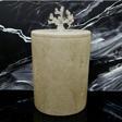 Urestone Mermer Çöp Kovası-Mermer Kapaklı Kutu-Traverten Çöp Kovası-Gold Aksesuarlı 15x20 cm