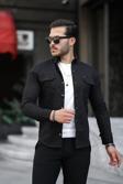 Mero Life Erkek Siyah Slim Fit Dar Kesim  Kot Gömlek