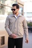 Mero Life Erkek Krem Su Ve Rüzgar Geçirmez Oversize Rahat Kesim Bel Lastikli Astarlı Mevsimlik Mont