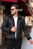 Mero Life Erkek Napa Deri Içi Full Kürklü Yüksek Kalite Slim Fit Siyah Mont & Ceket